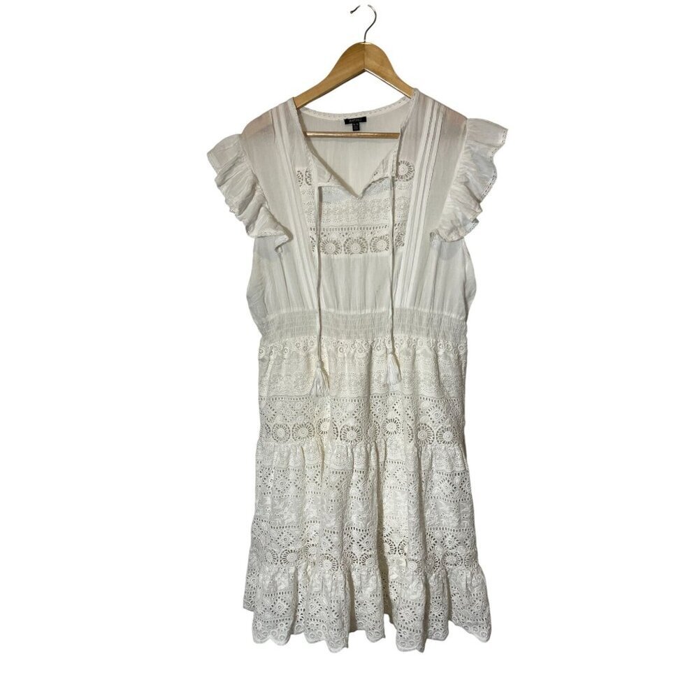 Buffalo White Boho Lace Ruffle Ruffled Sleeves Women's Dress Size XL